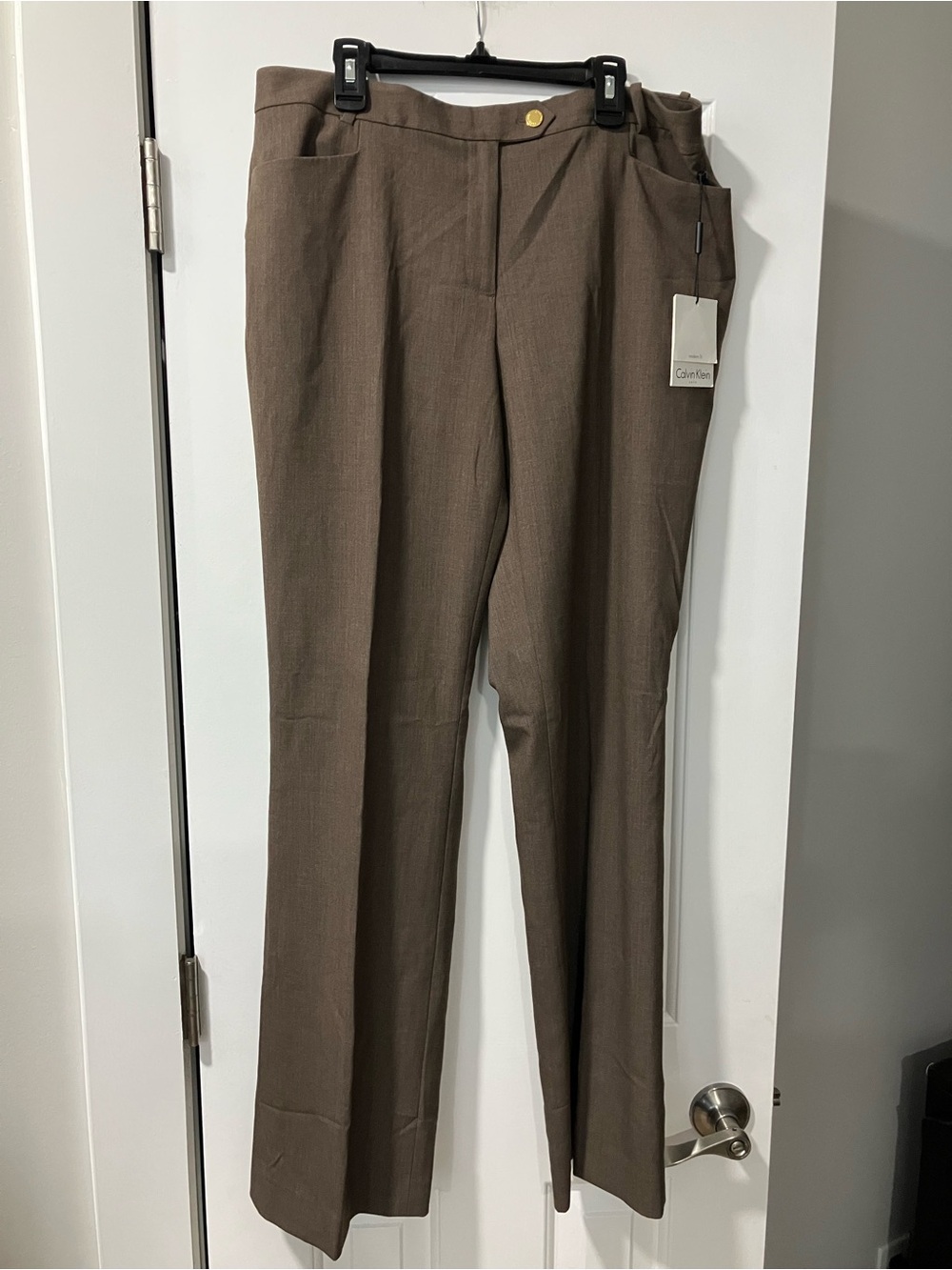Calvin Klein Brown Straight-Leg Women's Dress Pants